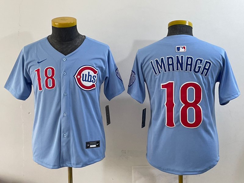 Youth 2025 MLB Chicago Cubs #18 Imanaga  blue jersey style 2